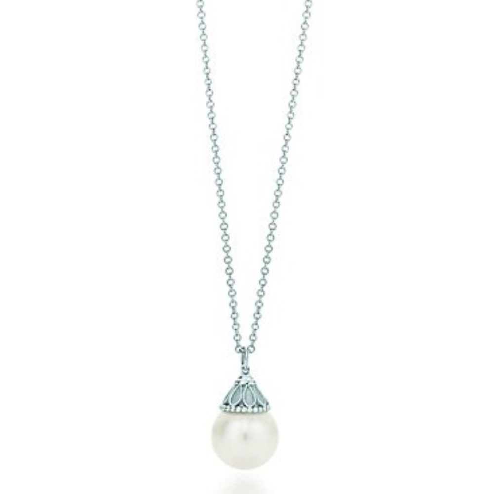 Tiffany & Co Ziegfeld Gatsby Collection Pearl Necklace,Sterling Silver Retired - Picture 2 of 4